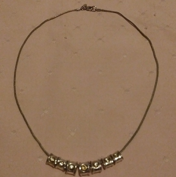 MONET Silver tone Rope Necklace Rhinestone Charms - Picture 4 of 5